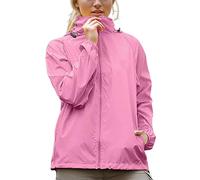 Coupe Vent Femme Impermeable Veste De Pluie avec Capuche LéGèRe SéChage Rapide Couleur Unie Veste Sport Femme avec Fermeture éClair Fine Respirant Veste D'ExtéRieur pour Les Voyages Et Le