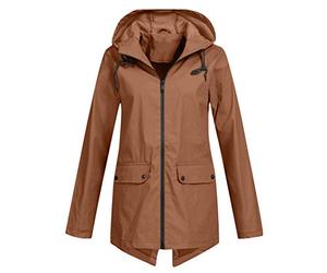 Coupe Vent Femme Pliable Beige Blouson Veste de Pluie Ciré Legere Imperméable Parka Cape Mi Saison Grande Taille Manteau Zip Anti-Pluie Trench Coat Raincoat Vêtements