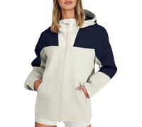 Coupe Vent Femme Veste Pluie Ciré Petit Bateau Vestes Imperméable Ete Chaude Polaire Mi-Saison Doublure Microfibre Impermeable Poncho À Manches Longues Mi-Longues Pour Femmes Capuche NY1 XXL