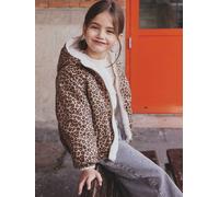 Coupe-vent fille à capuche réversible léopard/sherpa beige 10A