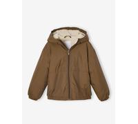 Coupe-vent garçon doublé sherpa à capuche caramel 8A