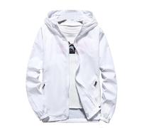 Coupe Vent Homme Impermeable Veste Coupe Vent De Pluie avec Capuche Légère Séchage Rapide Couleur Unie Léger Manteau de Pluie Sport Montagne Fermeture éclair Fine Respirant Veste pour Les Voyages