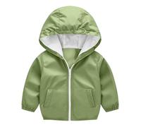Coupe Vent Impermeable Enfant Zipper Poche Bébé Enfant Blouson De Pluie Avec Capuche Automne-Hiver Imperméables Sweat-Shirt Blouson Garçon Filles Coupe-Vent Vêtement De Pluie(Blackish Green,12 mois)