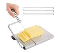 CoupeFromage, 21*13*2,5 cm,avec carte et 6 fils supplémentaires, Plancheàfromage,Coupe-beurre, Trancheuseàfromage, Coupe-fromage en acier inoxydable,Convient aux blocs defromage, au beurre, etc.