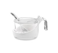 Guzzini Coupelle bicolore pour fromage/confiturier/sucrier avec petite cuillère, 13,8 x 10 x h8 cm