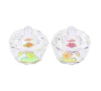 Coupelle à Ongles en Cristal Octogonale en Verre avec Couvercle 2 Pcs