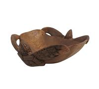 Coupelle avec 2 Tortues de Mer en Bois Massif sculpté Main
