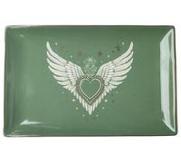 Coupelle céramique ex-voto Ailes Vert et Blanc 25x16.5cm