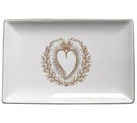 Coupelle céramique ex-voto Blanc et doré 25x16.5cm