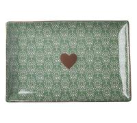 Coupelle céramique Motifs cœur Vert et doré 25x16.5cm