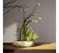 Coupelle décorative céramique ovale crème gris-vert 19×14×5cm moderne