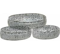 Coupelle décorative Métal Ovale Gris Vintage Lot de 3, Motif floral, Polyvalent Décoratif