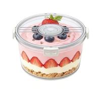 Coupelle Dessert 2,6 L Grand Format avec Couvercle et Indicateur de Date | Coupes à Dessert en Plastique Transparent pour Tiramisu, Gâteau à la Crème, Pudding, Glace et Salade, pour Service Table