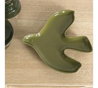 Coupelle ou vide poche oiseau kaki en grès faïence