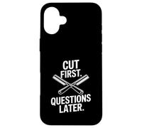 Couper Les premières Questions Plus Tard Humour de barbier drôle Coque pour iPhone 16 Plus