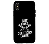 Couper Les premières Questions Plus Tard Humour de barbier drôle Coque pour iPhone X/XS