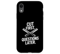 Couper Les premières Questions Plus Tard Humour de barbier drôle Coque pour iPhone XR