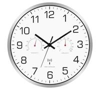 Couperoos Horloge murale radio-pilotée moderne avec thermomètre et hygromètre - Horloge murale silencieuse sans bruit de tic-tac 30 cm Résistante aux intempéries pour l'intérieur et l'extérieur (salon