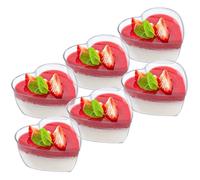 Coupes à dessert en plastique - ORION - Forme de cœur - 120 ml - Ensemble de 6 - Plastique transparent - 8,5x8,5x4 cm