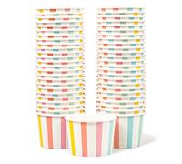Coupes à Glace en Papier MATICAN - Lot de 50 Coupes Jetables de 120 ml pour Desserts Chauds ou Froids, Fournitures de Fête avec Rayures Pastel