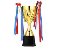 Coupes de trophées de récompense en or, coupe de trophée en métal doré avec ruban pour les compétitions, les récompenses scolaires,