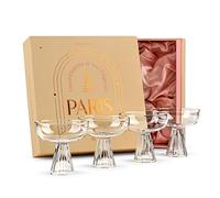 Coupes Paris pour Cocktails et Champagne | Lot de 4 | 230 ml | Coupes Modernes en Borosilicate pour Espresso Martini, Margarita, Daiquiri, Sidecar, Gimlet | Verrerie Cadeau Élégante