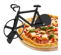Coupes-pizza en Forme de Vélo, 19 cm, Noir, Coupe-pizza en Acier Inoxydable, Coupe Pizza Roulette Double Roue Antiadhésive, Coupe Pizza vélo Design Original, ustensile de Cuisine Amusant et Précis