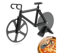 Coupes-pizza en Forme de Vélo, Coupe-pizza en Acier Inoxydable avec Revêtement Antiadhésif, Design Original, Ustensiles de Cuisine Amusants, 19 cm, Noir