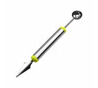 Coupeur de Balle de Coupe Melon Sculpteur Multifonctionnel en Acier Inoxydable, Cuillère à Couteau à Fruits,Cuillère à Melon+Cuillère Fourchettes Fruits Vert