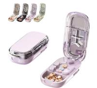 Coupeur de comprimés portable, coupe-comprimés petits et fins avec guide de centrage en acier, alignement précis des comprimés, demi-coupeurs/troisièmes/quartiers(rose)