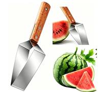 Coupeur de Pastèque en Forme de Triangle, Trancheur en Acier Inoxydable avec Poignée en Bois, Outil Diviseur de Melon d'Été, Coupe-Fruits Multifonctionnel pour Cuisine, Camping et Pique-nique