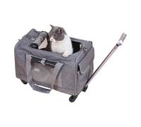 Coupeur de voyage pour chat : support pour animaux de compagnie avec roues pour voyager, avec poignée rétractable | Rail approuvé par la cabine pour petits chiens, roulement portable pour g