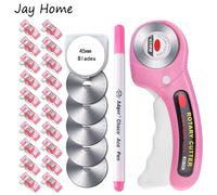 Coupeur rotatif de 45mm avec 5 lames de rechange, Clips de couture et stylo marqueur pour bricolage, couture, tissu, cuir, Quilting 1