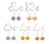 Coupeurs d'argile pour former des bijoux, coupe-oreilles en argile | 3D Flower Clay Cutters avec plume - 5 formes de fleurs faits à la main bijoux de style d'été qui font des fournitures pour les