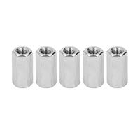 Couplage écrou à écrou clairs HEX M12 Fixation de filetage 304 Connecteur de tige en acier inoxydable pour décoration de maison Maintenance mécanique 5pcs Silver M12 x 1,75 19 L40