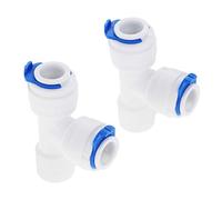 Couplage rapide de tuyau anti-fuite 2pcs RO eau rapide Montage 3 voies T 3/8" OD Tuyau Raccordement 3/8" BSP filetage mâle tuyau en plastique Raccord système d'osmose inverse