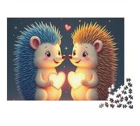Couple 1000 Pièces Amour hérisson Puzzle pour Adultes Carton Résistant Anti-Stress Stimuler l'esprit pour Débutants pour Cadeaux Corporatifs 70x50cm/1000pcs