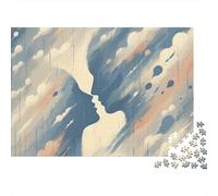Couple 1000 Pièces Cloud Face Art Puzzle pour Adultes Carton Résistant Anti-Stress Détente pour Débutants Facile À Assembler Édition Limitée 52x38cm/1000pcs