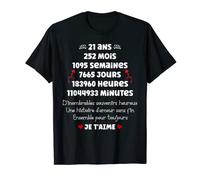 Couple 21 ans rencontre amour Anniversaire de mariage 21 ans T-Shirt