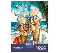 Couple âgé à la Plage 1000 Pièces Puzzle Adultes Bonheur conjugal Intemporel Puzzle Carton Épais - Ultra Dur, Détente Créativité, pour Les Amis Adultes 52x38cm/1000pcs