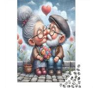 Couple âgé Baiser 1000 Pièce Carton Épais Jeu De Puzzle Amants De Famille Jeu Amusant Soulagement du Stress Décoration Murale Le 52x38cm/1000pcs