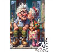 Couple âgé Baiser 1000 Pièces Carton Robuste Puzzle Classique Senior Jigsaw Enthusiastes Défi du Jeu Éducatif 52x38cm/1000pcs