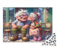 Couple âgé Bisous Romantique Puzzle 1000 pièces, Ensemble Amoureux, Stimulant, Exercice cérébral, Carton recyclé pour Enfants dès 12 Ans, 38x26cm