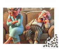 Couple âgé Cartoon Puzzle pour Adultes Puzzle 1000 Pièces Papier Scène du canapé Jeu de Puzzle 1000 Pièces Cadeau Famille détente 70x50cm/1000pcs