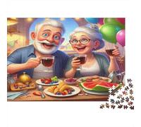 Couple âgé célébrant Puzzle 1000 Pièces Carton Épais pour Adolescents 12-18, Entraînement De Logique, Loisir De Vacances, Cadeau D’Anniversaire Attentionné pour Jeunes Adultes 70x50cm/1000pcs