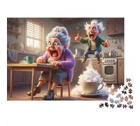 Couple âgé Chaos Puzzle 1000 Pièces Papier Écologique pour Enfants, Puzzle Relaxation Mentale, Amusement Pause Bureau, Puzzle Le pour Fêtes D’Enfants 52x38cm/1000pcs