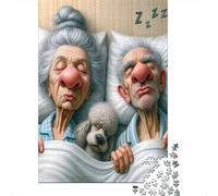 Couple Âgé et Caniche Puzzle 1000 Pièces Papier pour Adultes Scène de Nuit Jeu de Puzzle 1000 Pièces Détente Cadeau Maison 70x50cm/1000pcs