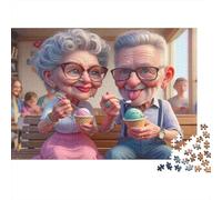Couple âgé Mangeant de la Glace Puzzle Impossible 1000 pièces, Moment Gourmand, Pièces emboîtables durables, Carton recyclé pour passionnés, 38x26cm