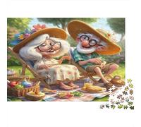 Couple âgé Pique-Nique 1000 Pièces Papier Écologique Puzzle Classique Adolescents Fans 12-18 Ans Soulagement du Stress Décoration Murale 70x50cm/1000pcs
