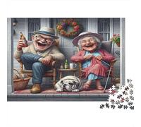 Couple âgé Rire 1000 Pièces Papier Écologique Puzzle Premium pour Adultes Décompression du Jeu Éducatif Décoration Murale Et Cadeaux Le 70x50cm/1000pcs